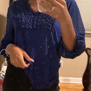 august silk women’s flower ruffle blouse